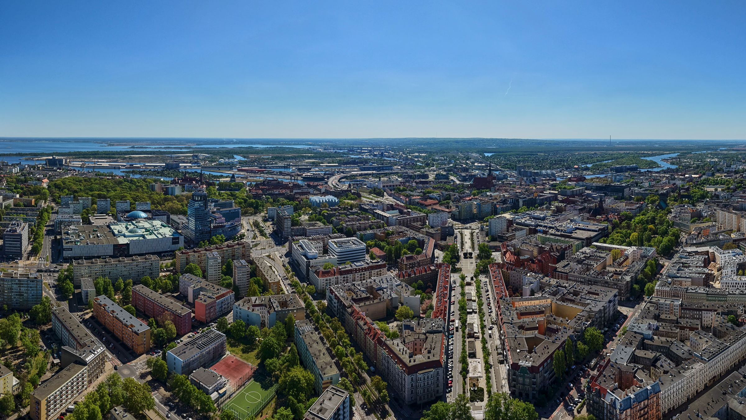 Panorama Szczecina z lotu ptaka