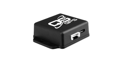 Nadajnik GPS STANDARD: czarny lokalizator z logo QS GPS