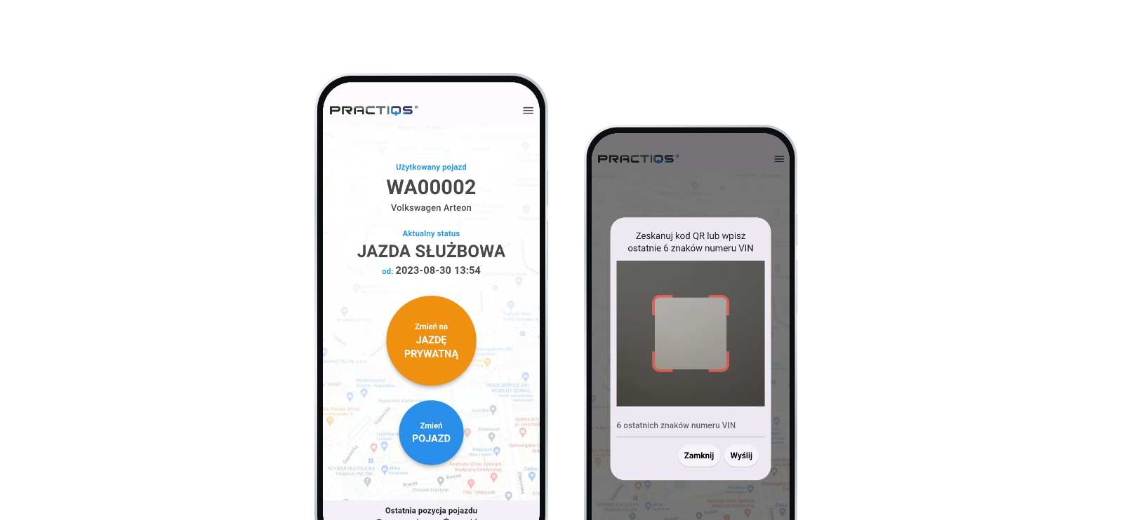 QsCar Connect na dwóch telefonach: przełączanie jazdy służbowej i prywatnej oraz identyfikacja kierowcy kodem QR